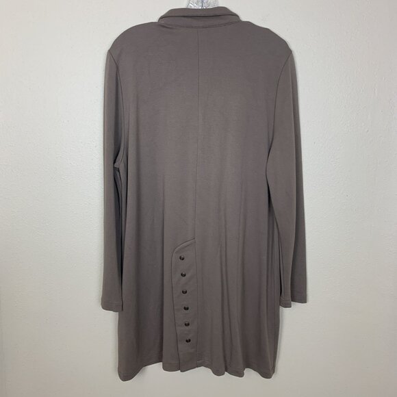 Focus Casual Life Womens L Jacket Cardigan Button Boho Taupe Lagenlook Relaxed - Picture 3 of 12